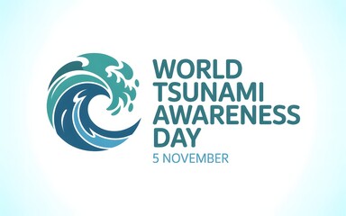 World tsunami awareness day november 5th with wave graphic