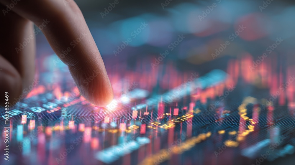 Aufkleber stock market algorithmic concept with digital circuit and financial chart graph on backdrop with fin