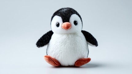 Fototapeta premium Plush penguin toy on white