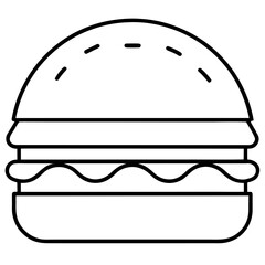 Minimal burger icon line art vector illustration 