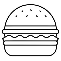 Minimal burger icon line art vector illustration 
