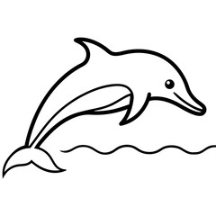 Obraz premium Dolphin wave line art vector illustration 