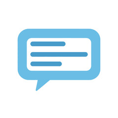 Blue speech bubble icon with text lines