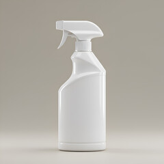 White Spray Bottle Isolated On Gray Background 3D Render Photo