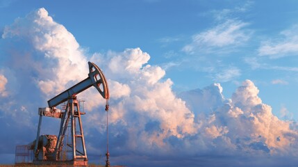 pumping oil from an oil well on the background of sky with clouds no logos no brands ar 169