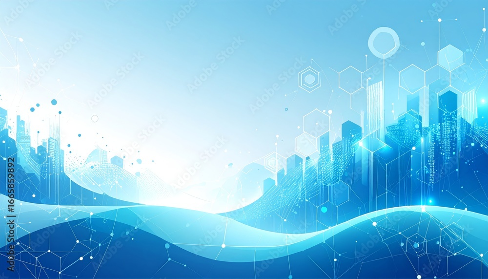 Poster futuristic digital technology pattern with a light blue circle design on a dark background