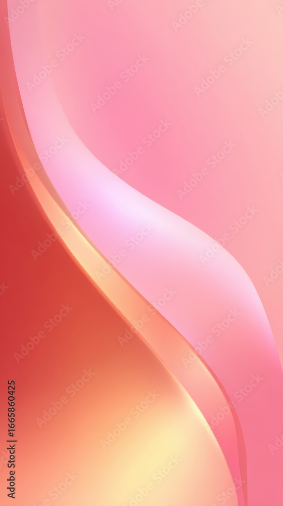 Aufkleber flowing curved lines forming elegant composition, blending soft pink and orange gradient with gracef
