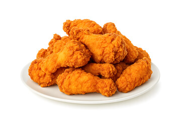 Pile of Crispy Fried Chicken Pieces Served on a White Plate Ready to Eat