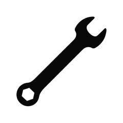 wrench, silhouette, spanner, tool, hardware, mechanic, repair, maintenance, tightening, loosening,