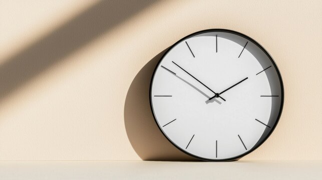 A black and white clock with a minimalist design.