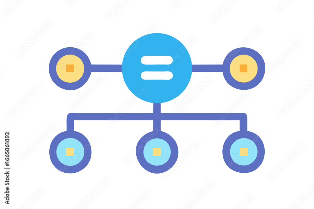 Poster abstract network diagram with central node and connected elements on black background
