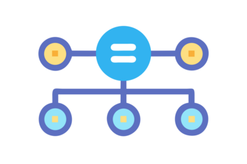 Abstract network diagram with central node and connected elements on black background