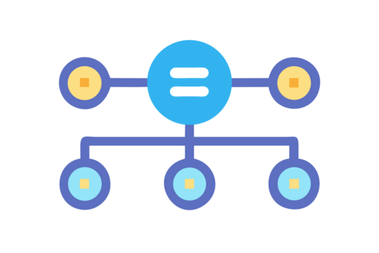 Abstract network diagram with central node and connected elements on black background