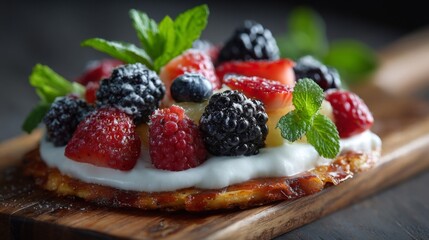 Closeup of a Delicious Berry and Yogurt Dessert