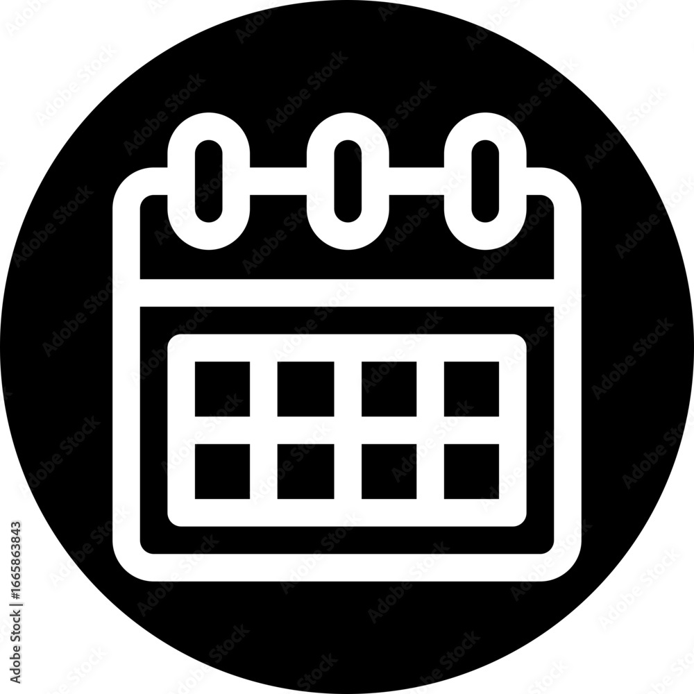 Poster monthly calendar page icon for scheduling dates and events