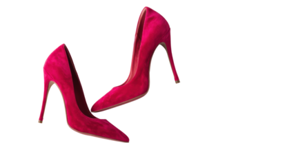 Stylish pink high heels on a white isolated background.