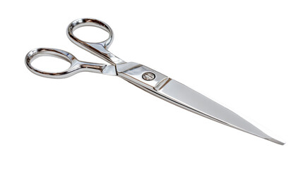 Obraz premium Stylish stainless steel scissors on a white isolated background.