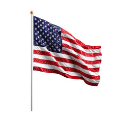 Fototapeta premium American flag waving on a flagpole with a black background