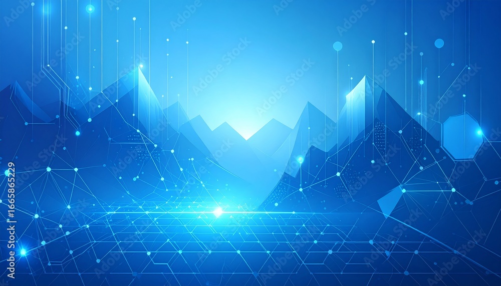 Poster abstract blue background with flowing lines and wave patterns for a futuristic digital design