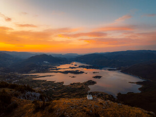 Obraz premium Aerial view of Rama lake or Ramsko jezero in Bosnia and Herzegovina