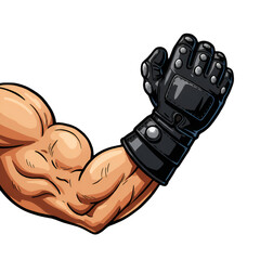 Pixelated Arm With Black Leather Glove Isolated on Transparent Background