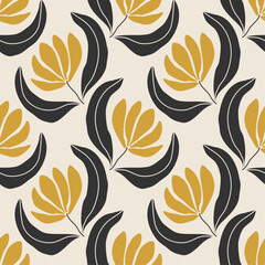 Trendy minimalist seamless botanical pattern with abstract creative hand drawn composition