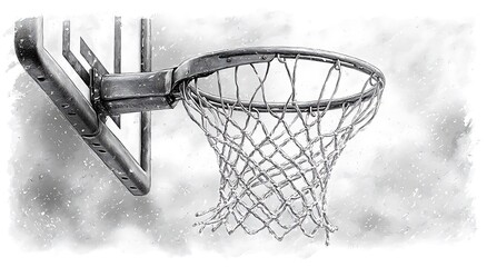 Close up of a basketball hoop and net with a textured background sport game