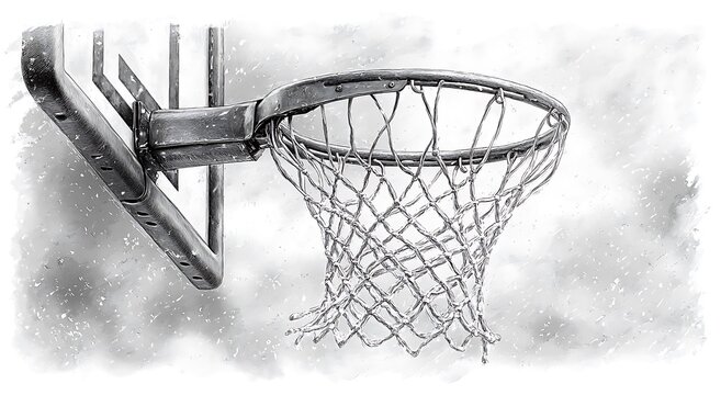 Close up of a basketball hoop and net with a textured background sport game - Powered by Adobe