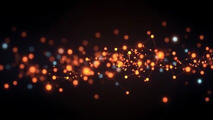 Glowing nodes form abstract data visualization on dark background, conveying futuristic technology concept.