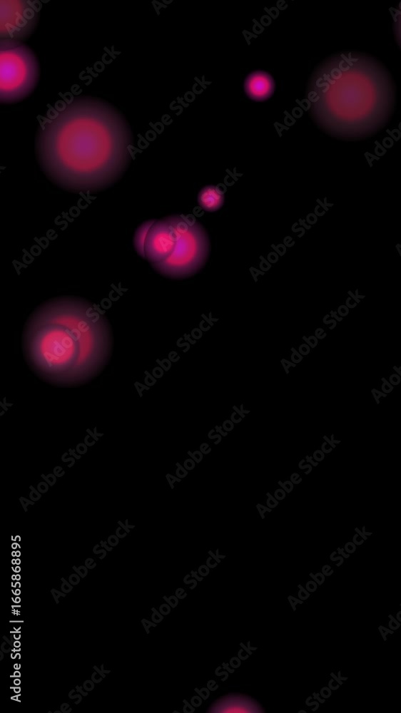 Poster glowing pink orbs floating against a dark black background for abstract designs. glowing orbs in pin