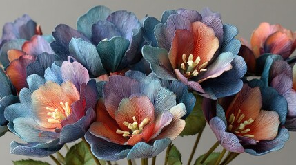 Close-up of a bouquet of handcrafted, multicolored paper flowers