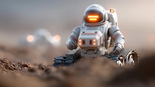Exploration of alien terrain by robotic astronaut reveals advanced technology