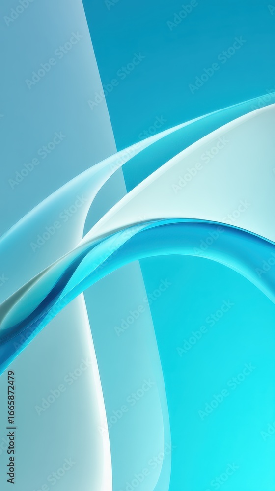 Poster elegant blue and white curves forming dynamic abstract pattern, representing fluid motion and modern