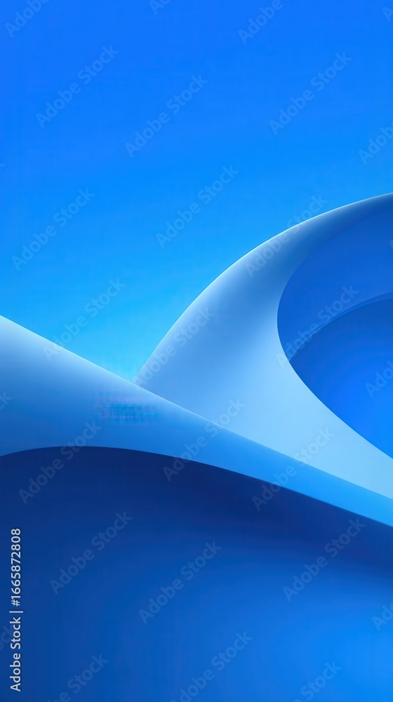 Aufkleber undulating blue shapes interweaving, generating fluid lines and dynamic curves against vivid blue ba