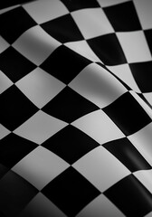 Naklejka premium Realistic Monochrome Checkered Flag Waving with White and Black Squares on Transparent Background