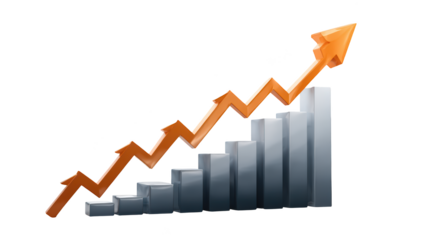 Growth chart, upward trend, ascending steps