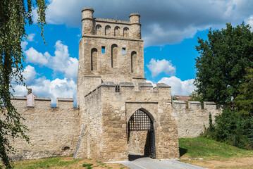 Gothic entrance Krakow Gate in Szydlow, Poland