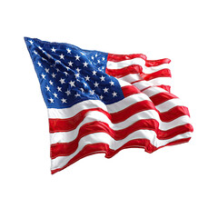 Fototapeta premium Waving American flag, showing stars and stripes against black background