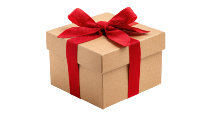 Beautifully wrapped gift box with red ribbon, perfect for celebrations and special occasions.