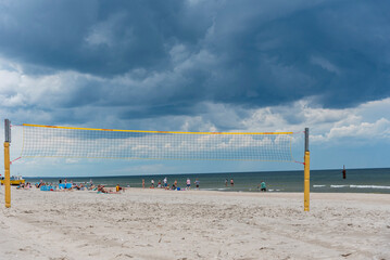 Cloudy, dramatic sky over a Polish beach near Sopot.
