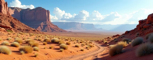 Majestic desert landscape at White Tank Mountain, cactus, landscape