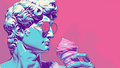 Ancient Statue with ice cream cone