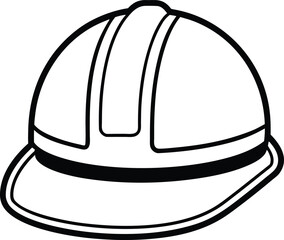 Construction Safety Helmet Realistic Outline Design.