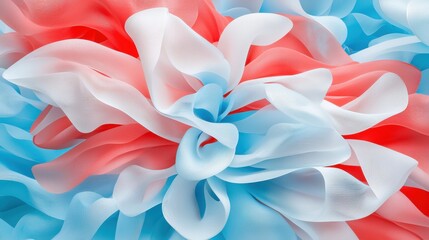 Fototapeta premium A vibrant abstract composition of overlapping pink, white, and blue fabric.