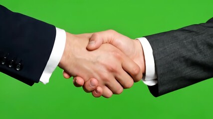 Professional Handshake Close-Up on Green Screen