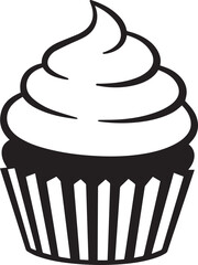 Simple outline of a frosted cupcake with sprinkles