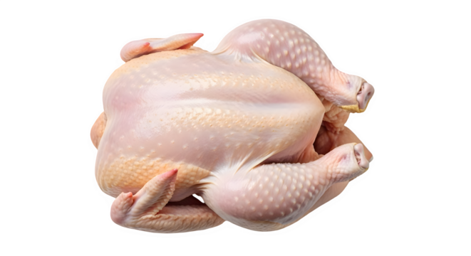 Raw whole chicken for cooking isolated on transparent background,  generative artificial intelligence, ai