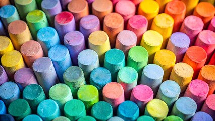 Colorful chalk pastels arranged in rows
