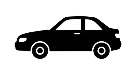 Fototapeta premium Sleek black sedan silhouette conveying modern automotive elegance and transportation for business or personal journeys, perfect for design projects.isolated on white background