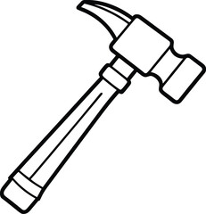 Detailed Outline Drawing of Construction Hammer.